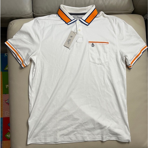 NWT - Original Penguin Men’s Striped Collar Polo Shirt - Size M - Picture 4 of 9